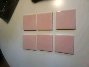 Vintage Tiles Brand New Light Pink 1950s 1960s 4 3/8 NEW !! 6 Tiles New NOS - Picture 1 of 2