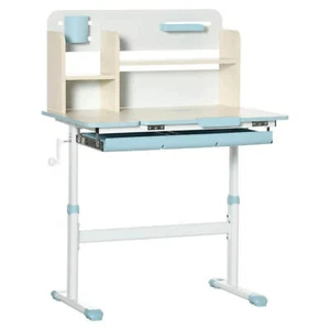 Qaba Wooden Kids Study Desk with Tilt Desktop, Drawer, Storage Shelf, Pen Holder - Picture 1 of 14
