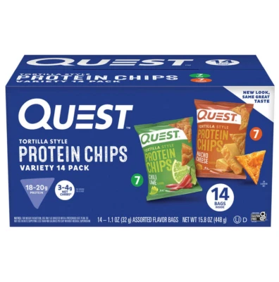 Chips de proteína Quest estilo tortilla 18-20 g, paquete de variedad, 14 ct. Foto 1 de 4