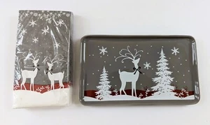 Special Occasions Christmas Reindeer Games Paper Napkins & Small Ceramic Platter - Picture 1 of 5