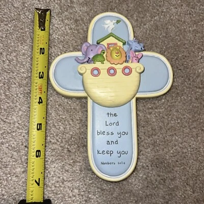 Zondervan винтажный Inspirio Ноев ковчег Baby крест 2002 синий желтый настенный подвес - Изображение 1 из 4