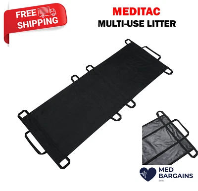 Meditac Multi-Use Carrying Litter Foldable Water Resistant Stretcher - Black