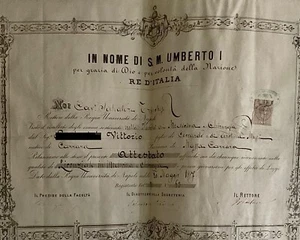 REGIA UNIVERSITÀ DEGLI STUDI DI NAPOLI 1887 LAUREA IN MEDICINA E CHIRURGA - Picture 1 of 10