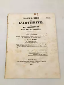 Dissertation sur l'arthrite, ou inflammation des articulations - Martel - 1832 - Imagen 1 de 4