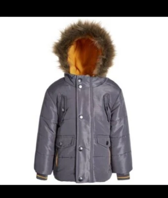 Jaqueta Parka Rothschild Baby Boys com Capuz de Pele Artificial Tamanho 18 meses Carvão - Imagem 1 de 3