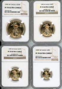 1999-W 4-COINS SET $50 $25 $10 $5 GOLD EAGLE NGC PR70 PROOF PF70 SCARCE SET !!!! - Picture 1 of 2