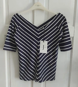 Maglia bretone Deisigners At Debenhams Jasper Conran blu bianca a righe UK 10 - Foto 1 di 7