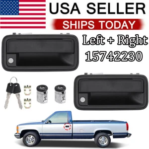 Exterior Door Handle w/ Lock Cylinder For Chevrolet C1500 GMC K1500 95-00 Front - Foto 1 di 18