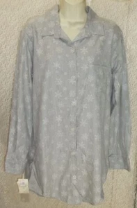 Jasmine & Ginger Baby Flanell Hemd mit Knöpfen Schlaf/Lagenlook Gr. M grau/elfenbein Schneeflocke - Bild 1 von 9