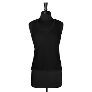 Jones New York Womens Blouse Black V-Neck Sleeveless Knit Top Minimalist Shirt S - Picture 1 of 8