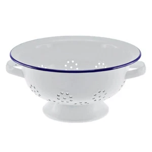 Country Vintage Style Falcon Enamel White with Blue Colander 24cm - Picture 1 of 1