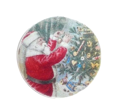 Чудесный Санта украшение Рождественская елка перламутровый хвостовик кнопка 1 + 3/8" - Изображение 1 из 4
