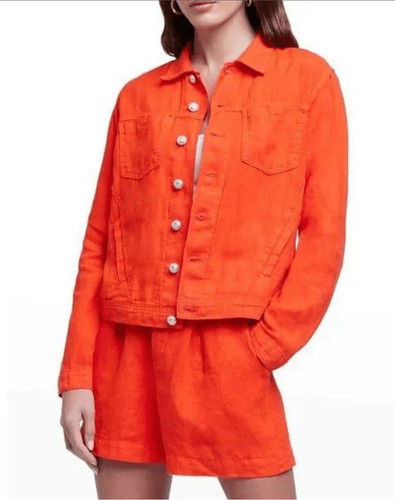 Giacca di lino leggera con colletto L'AGENCE arancione celine taglia XS