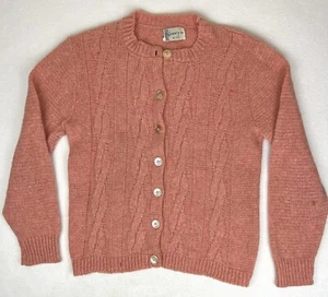 Vintage Kenwyn Damen Pullover Knopfleiste Cardigan Medium Pink/Pfirsich Bibliothekar - Bild 1 von 11