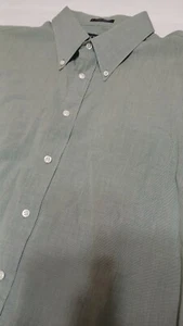 Chaps Ralph Lauren Dress Shirt Mens 17-1/2 37 38 Green 100% Cotton Button Down - Picture 1 of 8