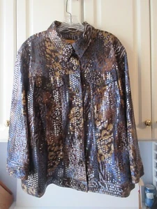 RUBY ROAD Jacket Women's Size 24W Shiny Textured ANIMAL PRINT NWT - Picture 1 of 16
