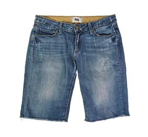 Paige Women's 27 (31x10) Blue Raw Hem Cut Off Denim Distressed Jeans Short USA - Picture 1 of 14