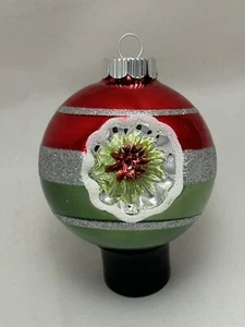 Radko Shiny Brite runder Einzug Ornament grün & rot Reflektor 2,5" gestreift #5 - Bild 1 von 3
