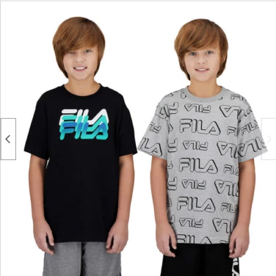 FILA BOYS 2 PACK CONJUNTO CAMISETA ACTIVA (GRIS/NEGRO XL 18/20) NUEVO CON ETIQUETAS Foto 1 de 2