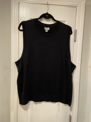 Novo com etiquetas J. Colete Crew tamanho 2X preto algodão clássico sem mangas malha gola redonda - Imagem 1 de 4