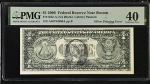 2006 $1 OFFSET PRINTING ERROR Back to Front PMG Federal Reserve Note Graded Rare - Picture 1 of 2