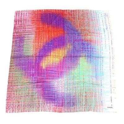 Chanel Scarf 17S Logo Blue x Red x Multicolor 100% Silk Ladies Made in Italy F/S - Image 1 of 4