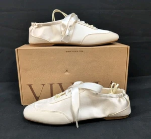 Zapatilla deportiva Vivaia Cristina para mujer punta cuadrada zapatos satinados con cordones EE. UU. 7 oro claro - Imagen 1 de 12
