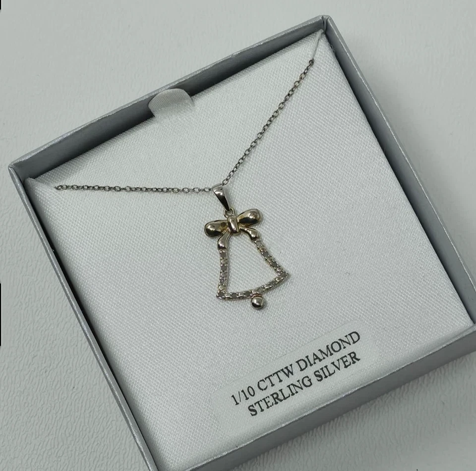 Department Sterling Silver Diamond Bell Pendant Necklace D907