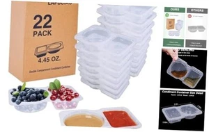 22sets Double Compartment Condiment Containers with Lids, snack box - Picture 1 of 8