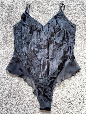 NWT VICTORIA'S SECRET ARCHIVES SATIN BURNOUT TEDDY ROMPER LINGERIE BODYSUIT - XL - Image 1 of 2