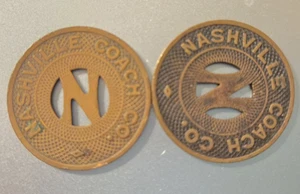 Set of 2 Nashville Coach Token Vintage Mid Century Lucky Coin Rare School Fare - Picture 1 of 3