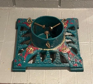 Vintage handbemalter Christbaumständer aus Gusseisen - Glocken und Bäume NOVA - Bild 1 von 8