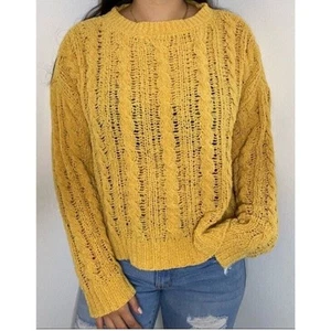 American Eagle Chenille Cable Knit Sweater Womens XXL Yellow Gold - Picture 1 of 5