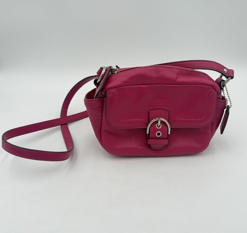 Borsa a tracolla Y2K Coach F25150 Campbell in pelle per fotocamera liscia rosa caldo