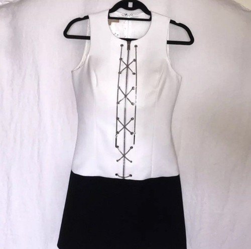Abito Michael Kors nero bianco color block Taglia 4 Nuovo con etichette