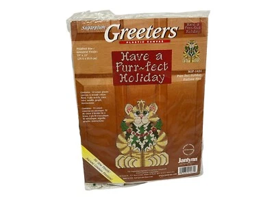 Janlynn Greeters Plastic Canvas Needlepoint Purr-fect Holiday Kit Vintage NOS - Image 1 of 4