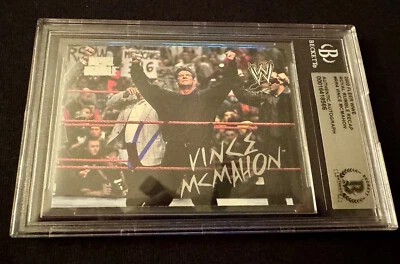 Tarjeta Beckett de la WWE Fleer Royal Rumble 2002 firmada por Vince McMahon en losa automática Foto 1 de 2