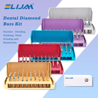 Taladro de fresas de diamante dental + bloque de fresas de desinfección pieza de mano de alta velocidad - 30 piezas/juego Foto 1 de 4