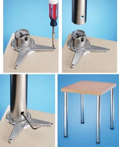 Juego de 4 patas de mesa de altura ajustable - Metal aluminio - Imagen 1 de 6