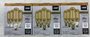 12pk Feit 40-Watt T6 Dimmable Filament Warm Amber Glass Edison Candelabra Bulb - Picture 1 of 5