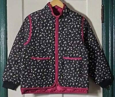 Free Assembly Jacket Girl's Size XXL 18 Black Pink Floral Quilted Lightweight  - Image 1 of 4