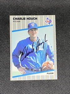 Charlie Hough Texas Rangers 1989 Fleer Signed Auto Card #522 ~ COA - Picture 1 of 3