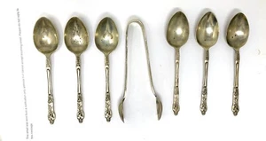 Vintage Set of 6 EPNS SILVER APOSTLE SPOONS with SUGAR TONGS - Picture 1 of 2