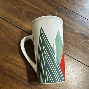 Starbucks 14oz Tall Triangle Christmas Tree Ceramic Coffee Travel Mug With Lid - Picture 1 of 9