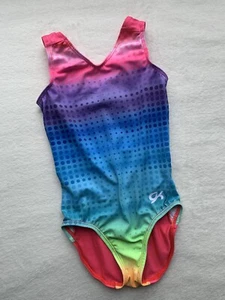 GK ELITE Leotardo GIMNASIA Ombré Arco Iris PUNTOS DISOLVENTES Body EE. UU. Tanque AM - Imagen 1 de 6