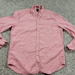 Express Shirt Mens XL Pink Red Long Sleeve Linen Blend Button Down Preppy - Picture 1 of 8