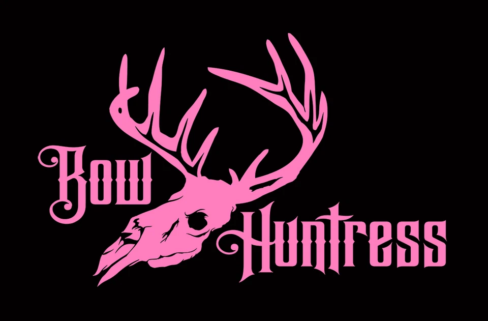 Womens bow hunting decal,Bow Huntress sticker,bowhunter,archery,deer skull
