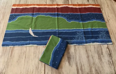Vtg 1979 Burlington BUENA VISTA Sailboat Waterscape Ocean King Pillowcase Pair - Image 1 of 4