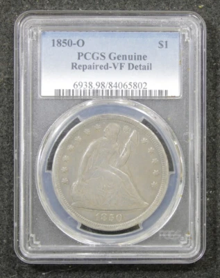 Dólar de plata libertad sentada 1850-O $1 - graduación profesional detalles en muy buen estado - ¡Rara moneda de fecha temprana! Foto 1 de 2