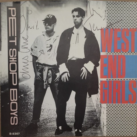 Petshop Boys Autograph Nice Genuine Ballpoint Pen on Picture Sleeve Inscribed Cover